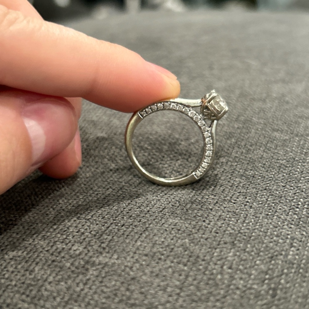 Silver Solitaire Ring with Brilliant Diamond - Picture 2 of 3